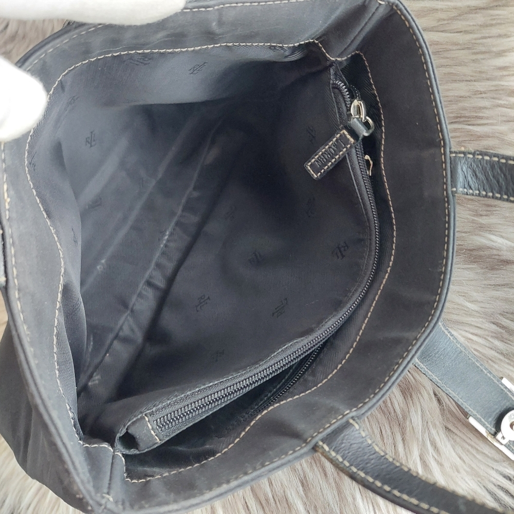 Lauren Ralph Lauren Vinyl Hand Bag Double Top Handles - Picture 12 of 16